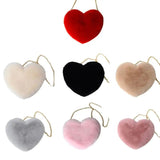 Heart Shaped Chain Messenger Bag Plush Love Shoulder Crossbody Gift