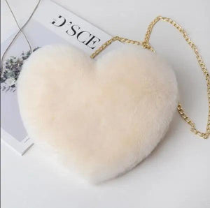 Heart Shaped Chain Messenger Bag Plush Love Shoulder Crossbody Gift