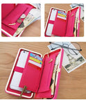 Women Long Wallet Metal Buckle Ladies Clutch Bowknot Inside Zipper Purse