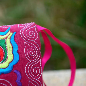 Ethnic Embroidered Wristlet Clutch Bag Zipper Purse Long Wallet