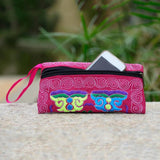 Ethnic Embroidered Wristlet Clutch Bag Zipper Purse Long Wallet