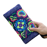 Ethnic Embroidered Wristlet Clutch Bag Zipper Purse Long Wallet