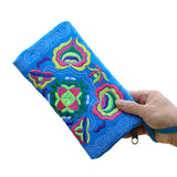 Ethnic Embroidered Wristlet Clutch Bag Zipper Purse Long Wallet