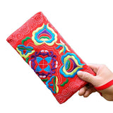 Ethnic Embroidered Wristlet Clutch Bag Zipper Purse Long Wallet