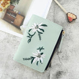 Women's Fashion Wallet PU Leather Print Flower Clutch Short Purse