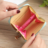 Women's Short Leather Wallet with Bow, Zipper Purses for Girls