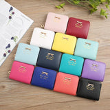 Women's Short Leather Wallet with Bow, Zipper Purses for Girls