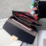 Women Long Purse PU Leather Tassel Large Capacity Money Bag