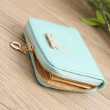 Bow Women Leather Wallet Zipper Purse Slim