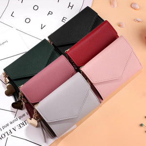 Mini Tassel Mini Wallets for Women Purse Female Short Students Lovely Purse Ladi