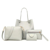 4Pcs Women Solid Faux Leather Shoulder Bag Handbag Purse Set