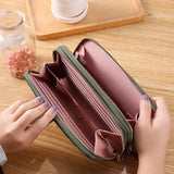 Women Double Zipper Hand Wallet Large Capacity Double Purse Mobile Phone Bag