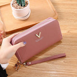 Women Double Zipper Hand Wallet Large Capacity Double Purse Mobile Phone Bag