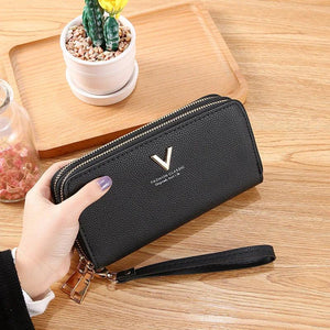 Women Double Zipper Hand Wallet Large Capacity Double Purse Mobile Phone Bag