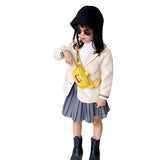 Kid PU Leather Chest Bag with Cartoon Print Adjustable Strap