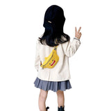 Kid PU Leather Chest Bag with Cartoon Print Adjustable Strap