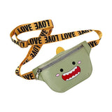 Kid PU Leather Chest Bag with Cartoon Print Adjustable Strap