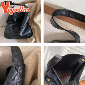 Vintage Women Tote Bag Soft PU Leather Handbag