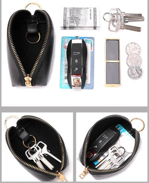Soft Leather Car Key Bag Large Capacity Multi-Function Small Wallet