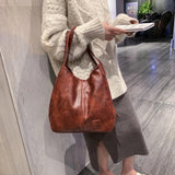 Newposs Vintage Shoulder Bag Female PU Leather Totes Top-handle Travel Bag