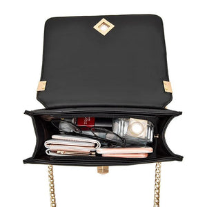 Women's PU Leather Shoulder Bag Chain Embroidery Crossbody Tote