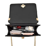 Women's PU Leather Shoulder Bag Chain Embroidery Crossbody Tote