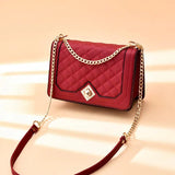Women's PU Leather Shoulder Bag Chain Embroidery Crossbody Tote