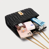 Geometric Chain Evening Bag Small Purses Ladies Shoulder Leather