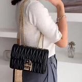 Geometric Chain Evening Bag Small Purses Ladies Shoulder Leather