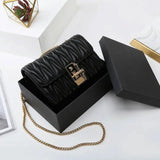 Geometric Chain Evening Bag Small Purses Ladies Shoulder Leather