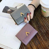 Small Leather Wallet Mini Female Wallets Purse Credit Cardholder