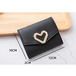 Women's Triple Fold Wallet Pu Leather Heart Handbag Red Mini Wallet