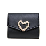 Women's Triple Fold Wallet Pu Leather Heart Handbag Red Mini Wallet