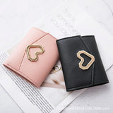 Women's Triple Fold Wallet Pu Leather Heart Handbag Red Mini Wallet