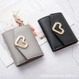 Women's Triple Fold Wallet Pu Leather Heart Handbag Red Mini Wallet