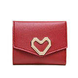 Women's Triple Fold Wallet Pu Leather Heart Handbag Red Mini Wallet