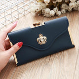 Ladies Diamond Studded Wallet Clutch Buckle Crown Decoration