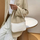 Women Faux Leather Chain Shoulder Tote Handbag