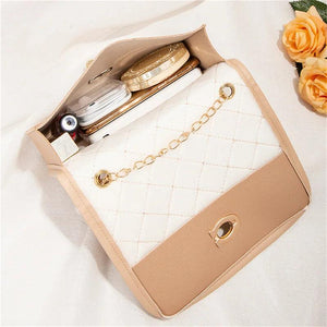 Solid Shoulder Bag Women Leather Casual Lingge Embroidery Chain Crossbody Bags
