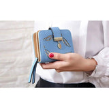 Women Portable Wallet Small Leather Zipper Coins Purses Leaf Print