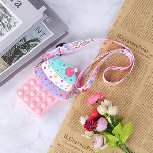 Ice Cream Crossbody Bag w/ Detachable Strap & Fidget Toy Wallet