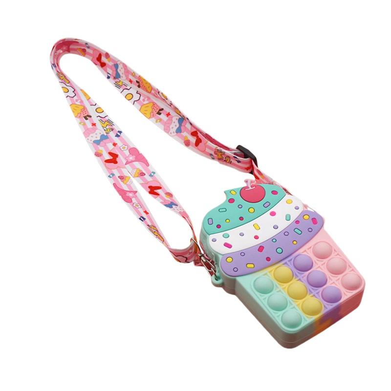 Ice Cream Crossbody Bag w/ Detachable Strap & Fidget Toy Wallet