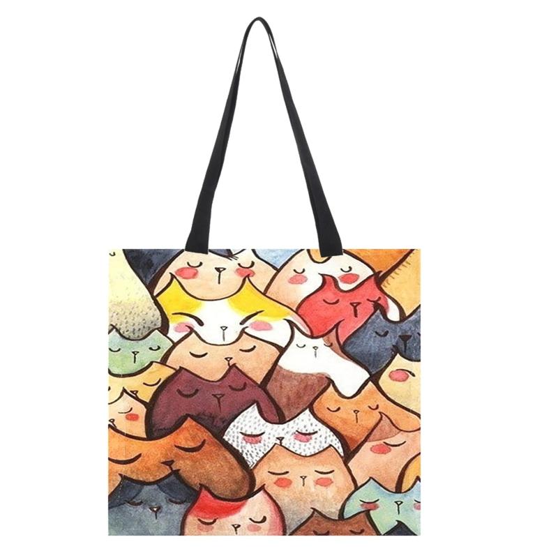 Digital Cartoon Cat Shoulder Bag with Strong Lifting Ring