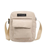 Striped Fabric Shoulder Bag Casual Zip Tote Canvas Crossbody Bag