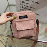 Striped Fabric Shoulder Bag Casual Zip Tote Canvas Crossbody Bag