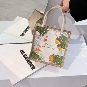 Women's Retro Small Tote Bag Theater Girl/Mushroom/Flamingo