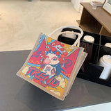 Women's Retro Small Tote Bag Theater Girl/Mushroom/Flamingo