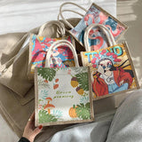 Women's Retro Small Tote Bag Theater Girl/Mushroom/Flamingo