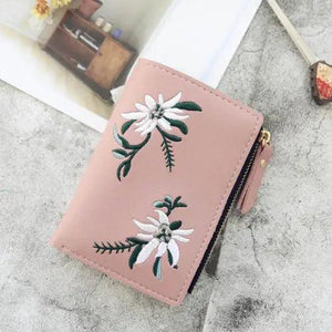 Print Flower Pattern Women Wallet PU Leather Short Purse