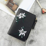 Print Flower Pattern Women Wallet PU Leather Short Purse